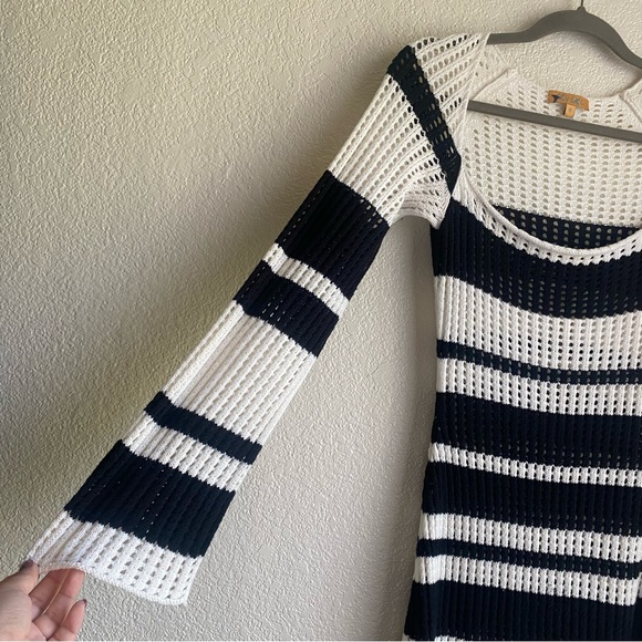 VRG GRL Work Of Art Crochet Maxi Dress in black and white stripe - Picture 4 of 8